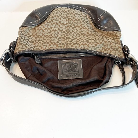 Coach Women's Signature Jacquard Hobo Shoulder Bag No D3J-6351Tan Brown - Picture 9 of 10